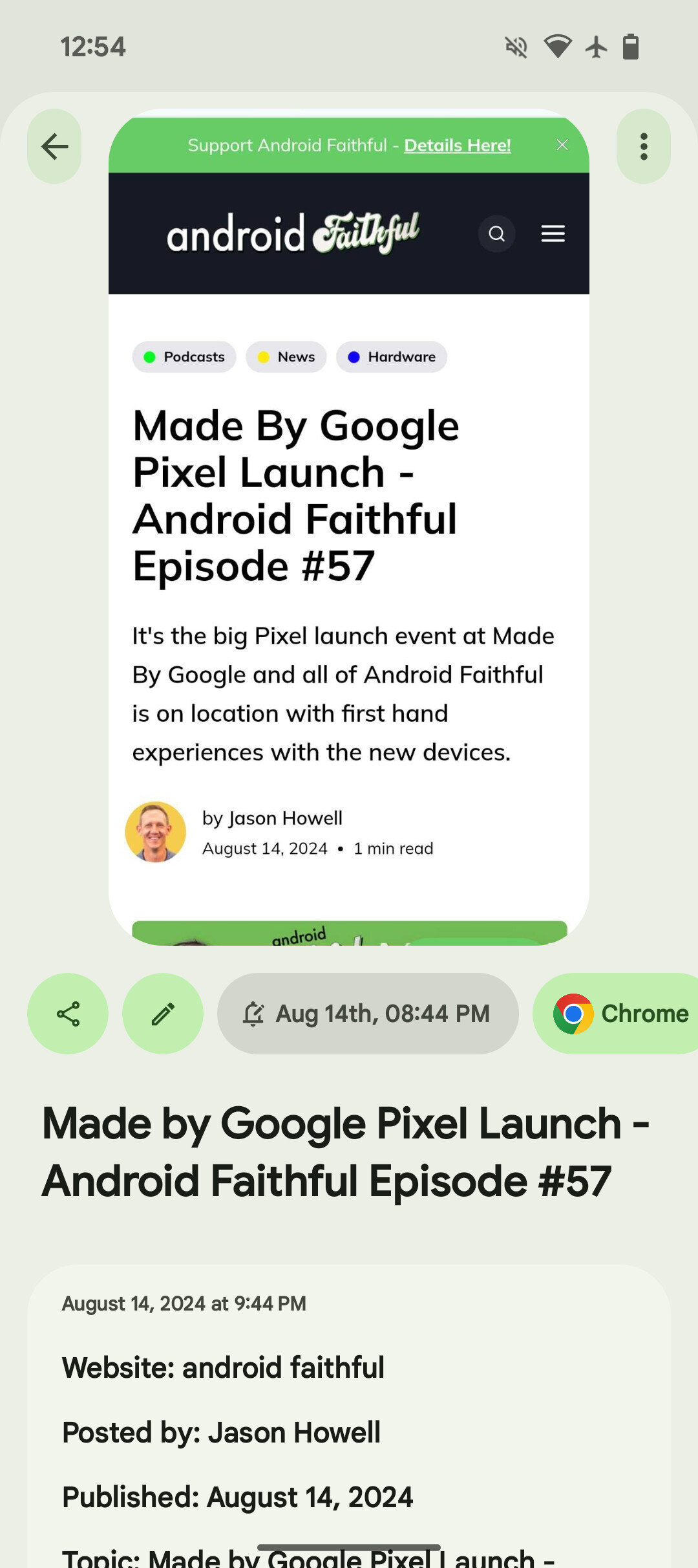 Pixel Screenshots app Chrome chip