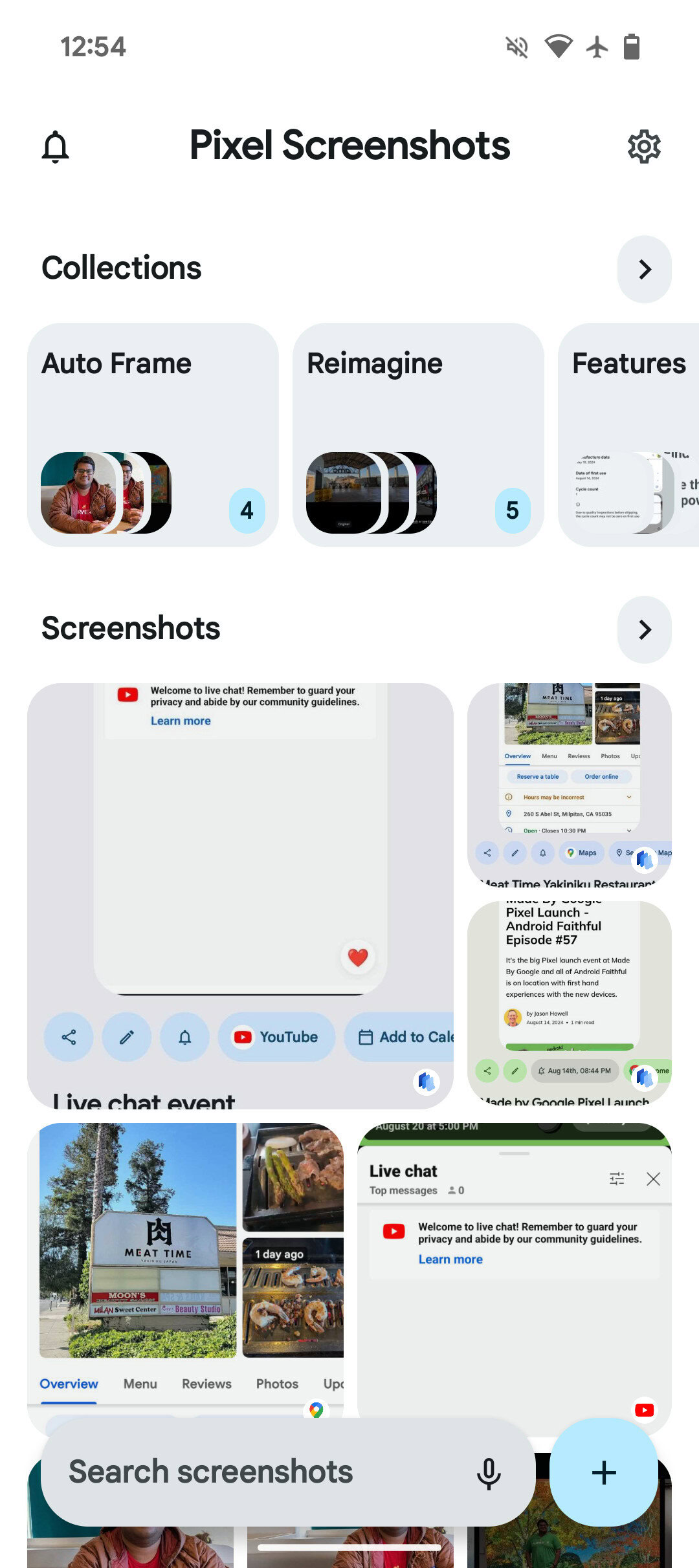 Pixel Screenshots app home page