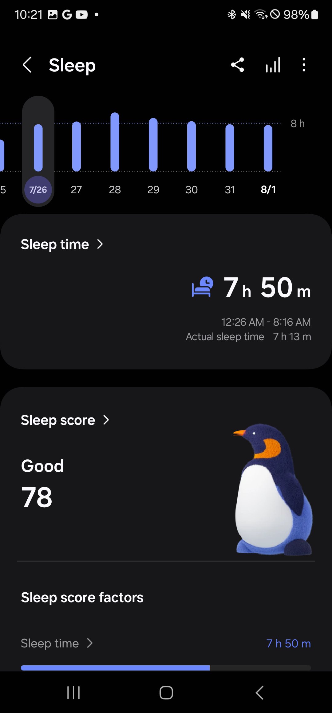 Samsung Health Sleep Score