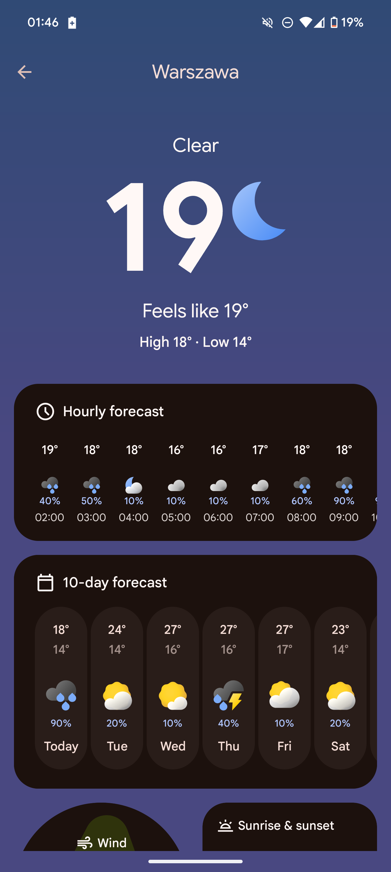 Captura de pantalla 1 de la nueva aplicación meteorológica del Pixel 9