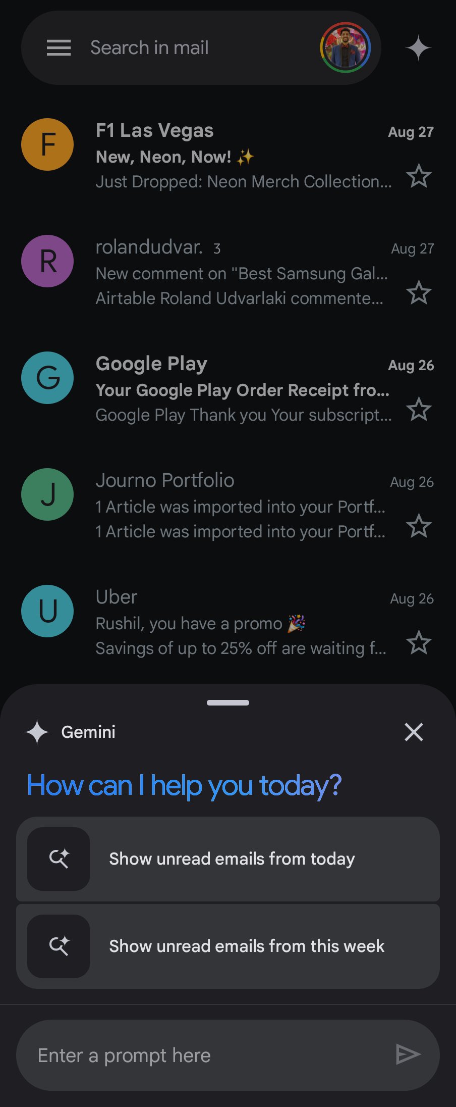 Gmail Q&A with Gemini feature screenshot