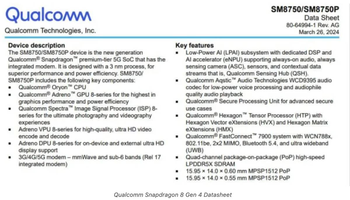 Snapdragon 8 Gen 4 leak