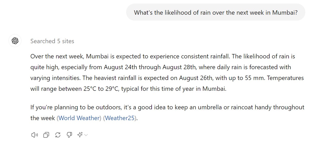 chatgpt weather forecast