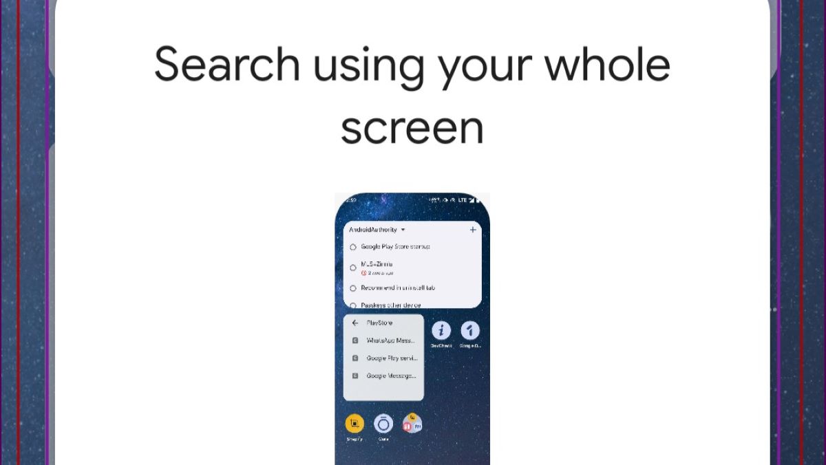 Circle to Search's fullscreen introduction screen