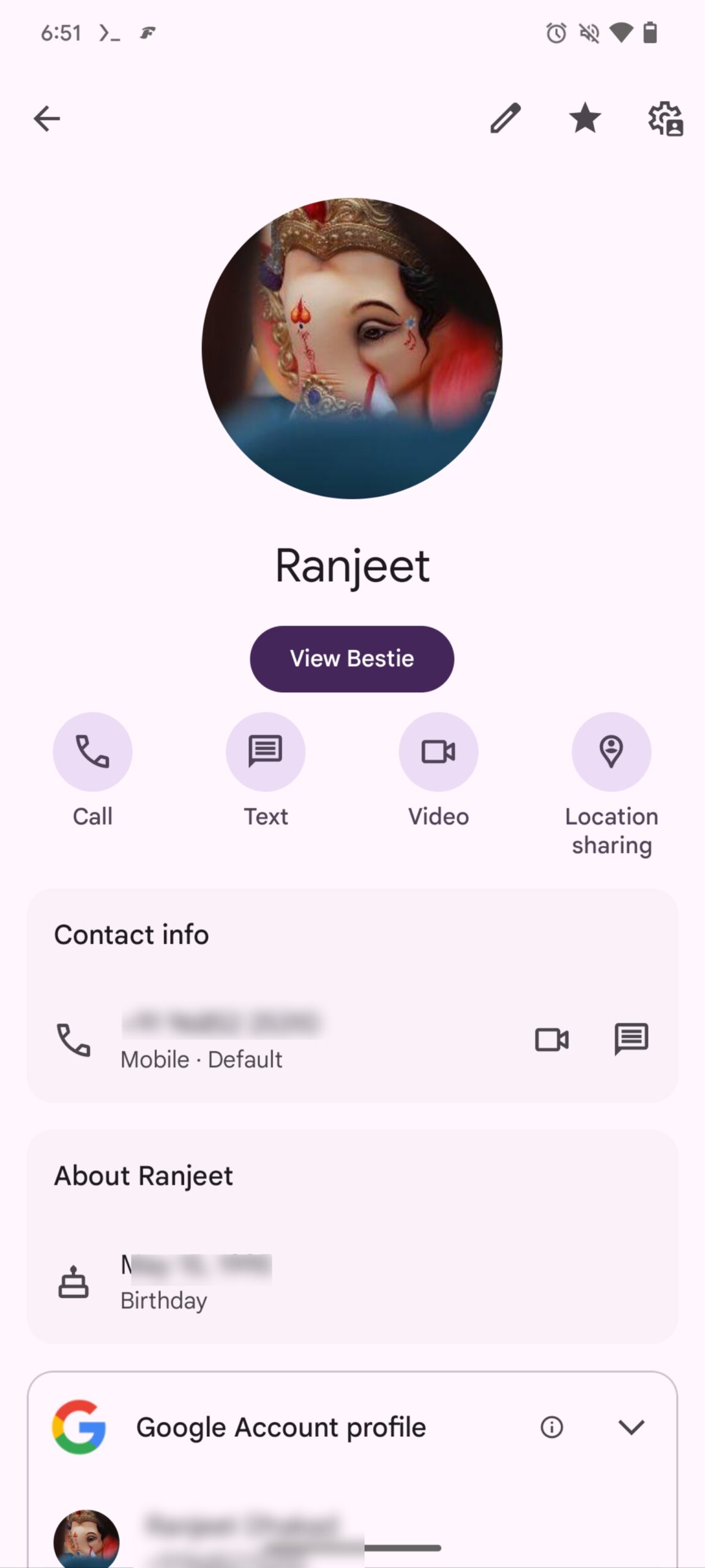 Google Contacts' in-progress "besties" label