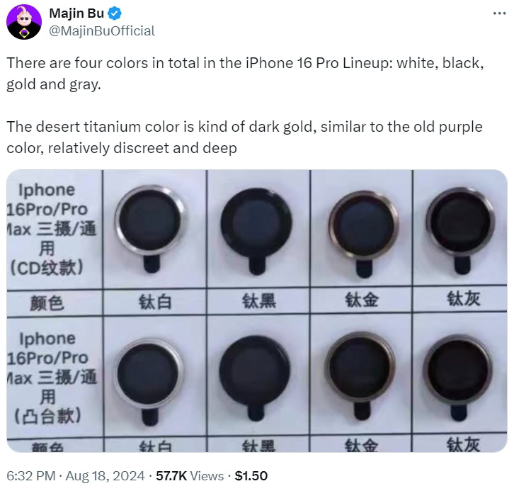 iPhone 16 Pro colors leak