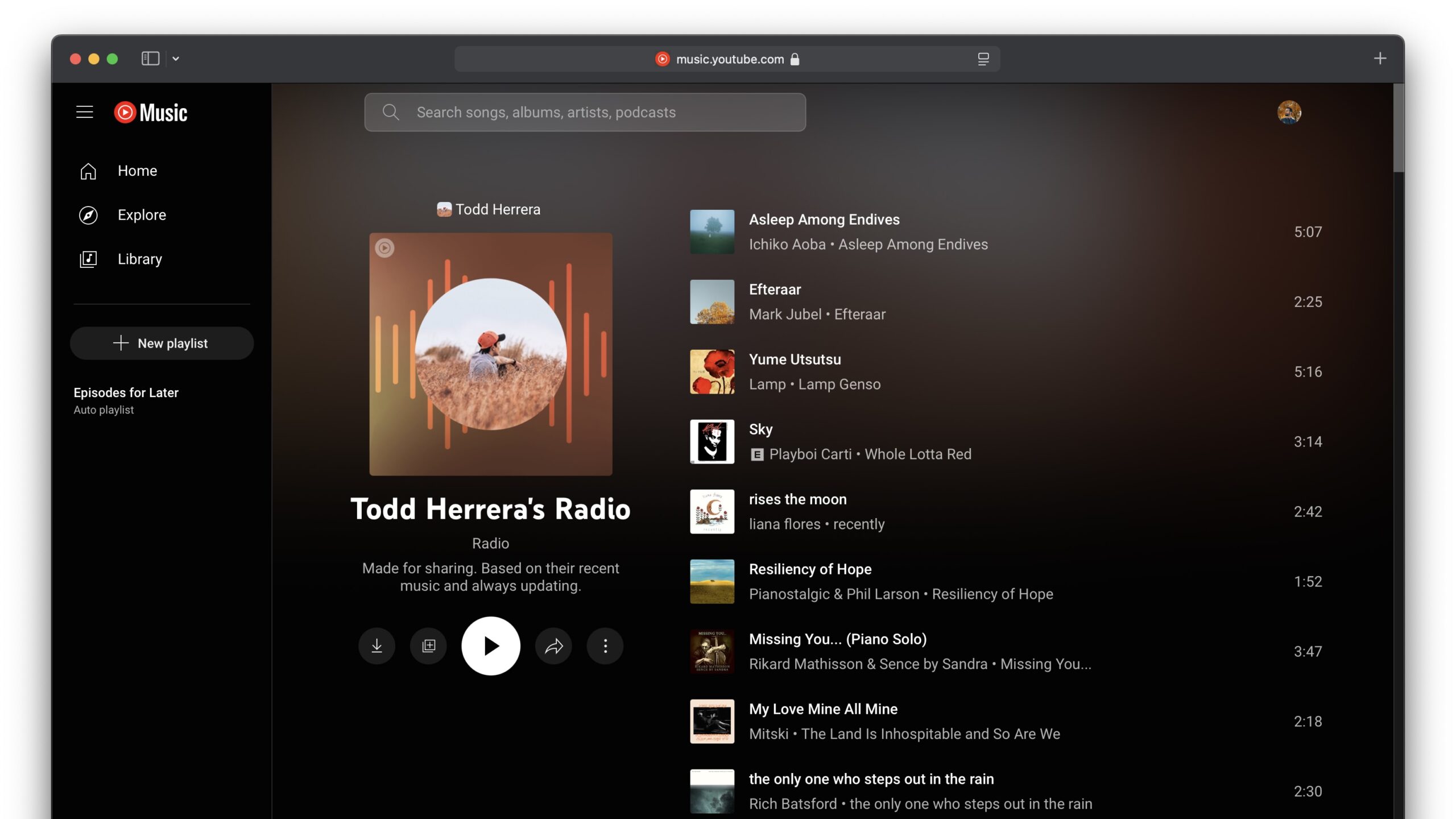 Personal Radio on YouTube Music