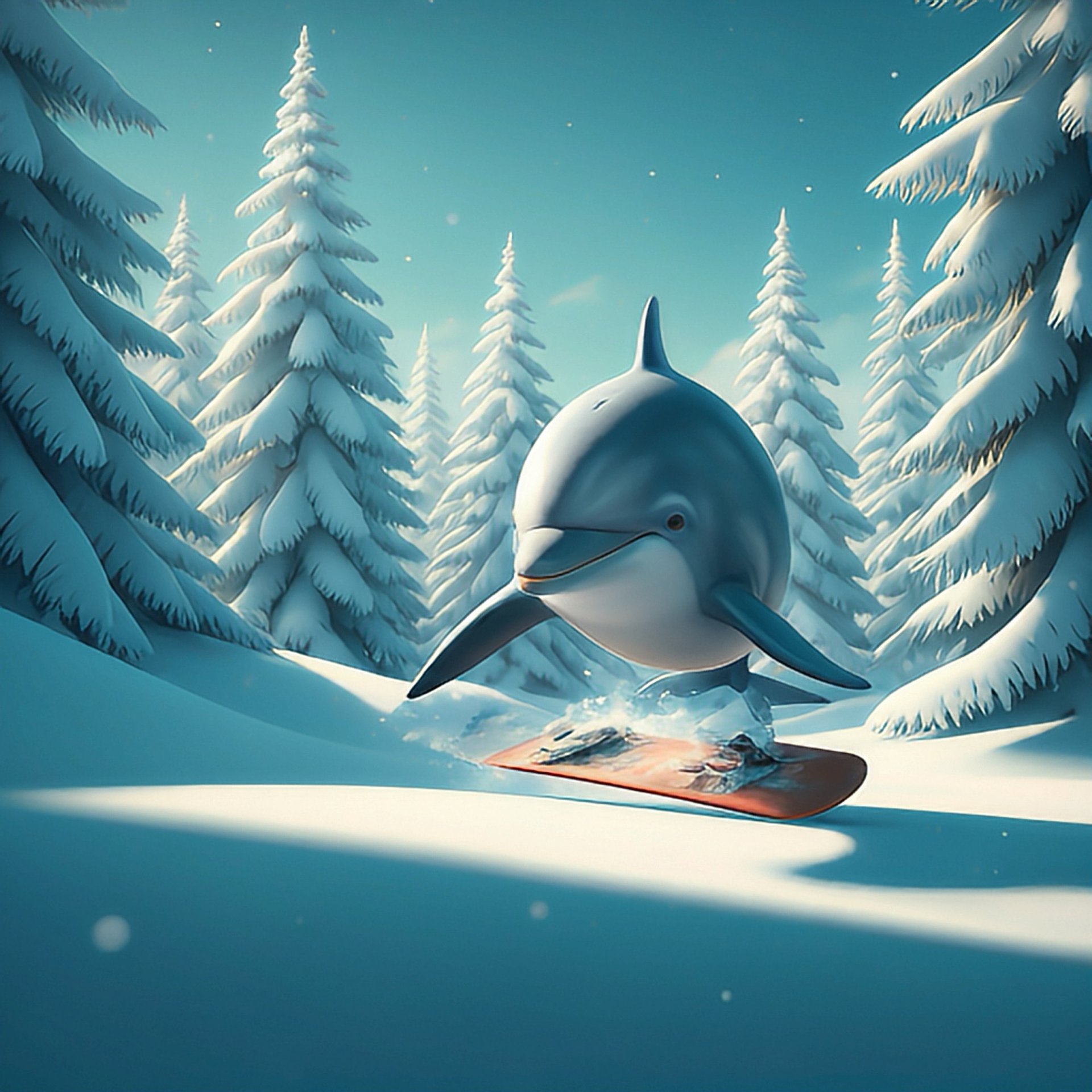 pixel studio dolphin snowboarding