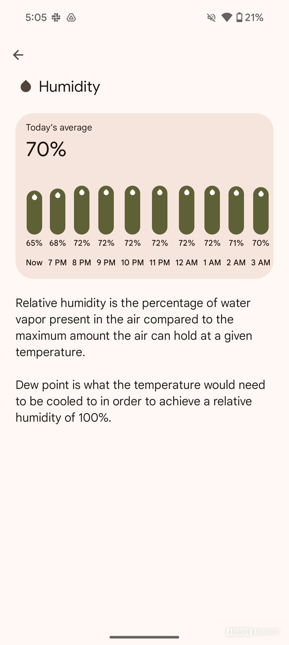 pixel weather app day forecast humidity convert