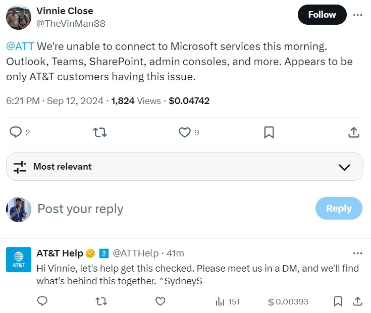 Дело не только в вас: пользователи AT&T не могут подключиться к сервисам Microsoft