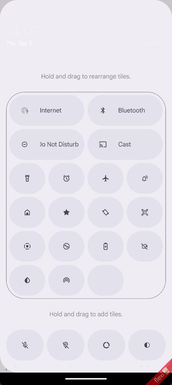 Android 16 dual shade Quick Settings panel edit light mode