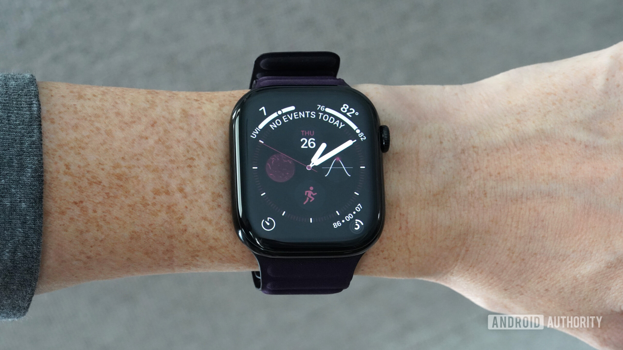 An Apple Watch Series 10 displays the watch face Infograph