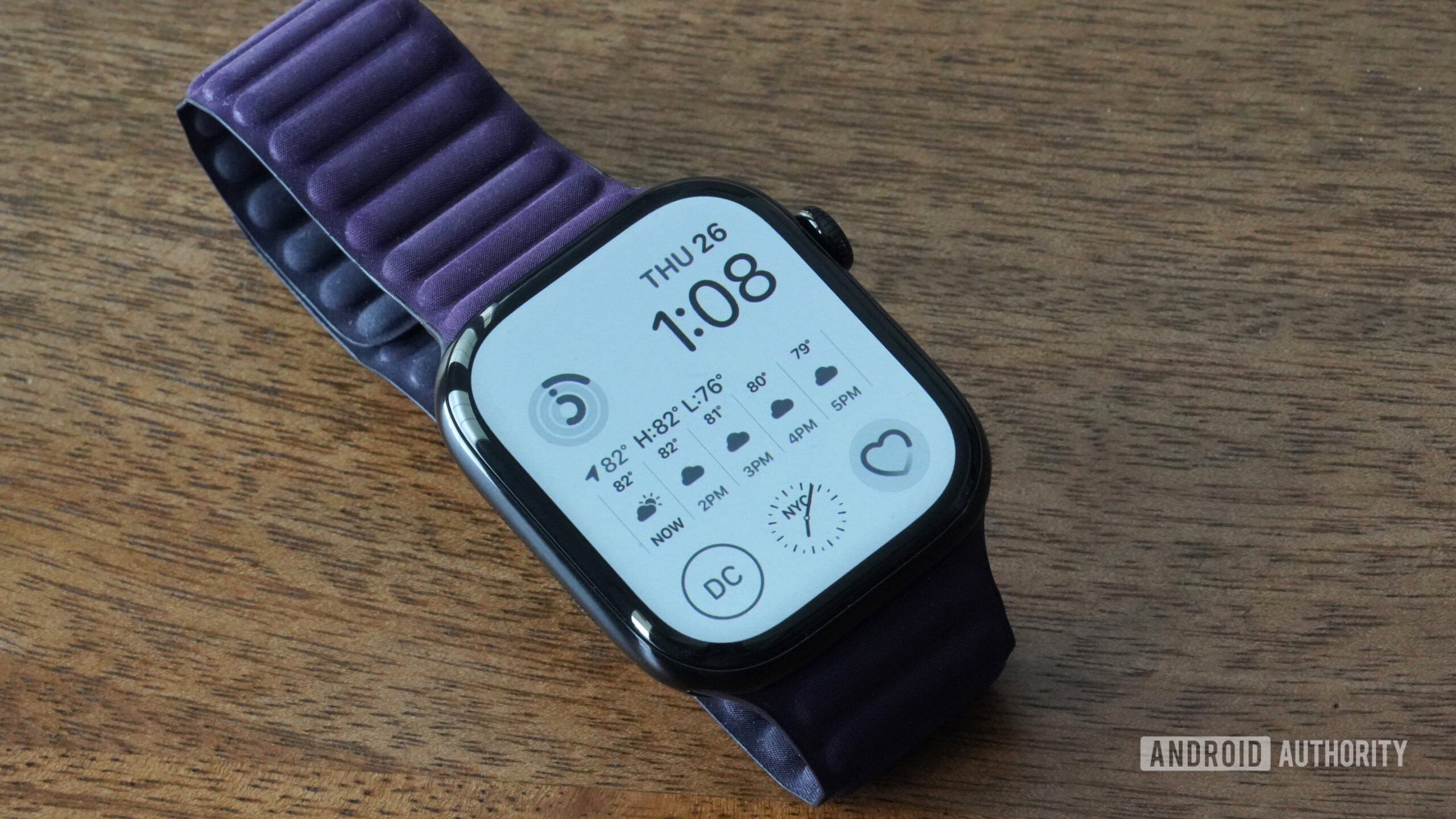 An Apple Watch Series 10 displays the watch face Modular