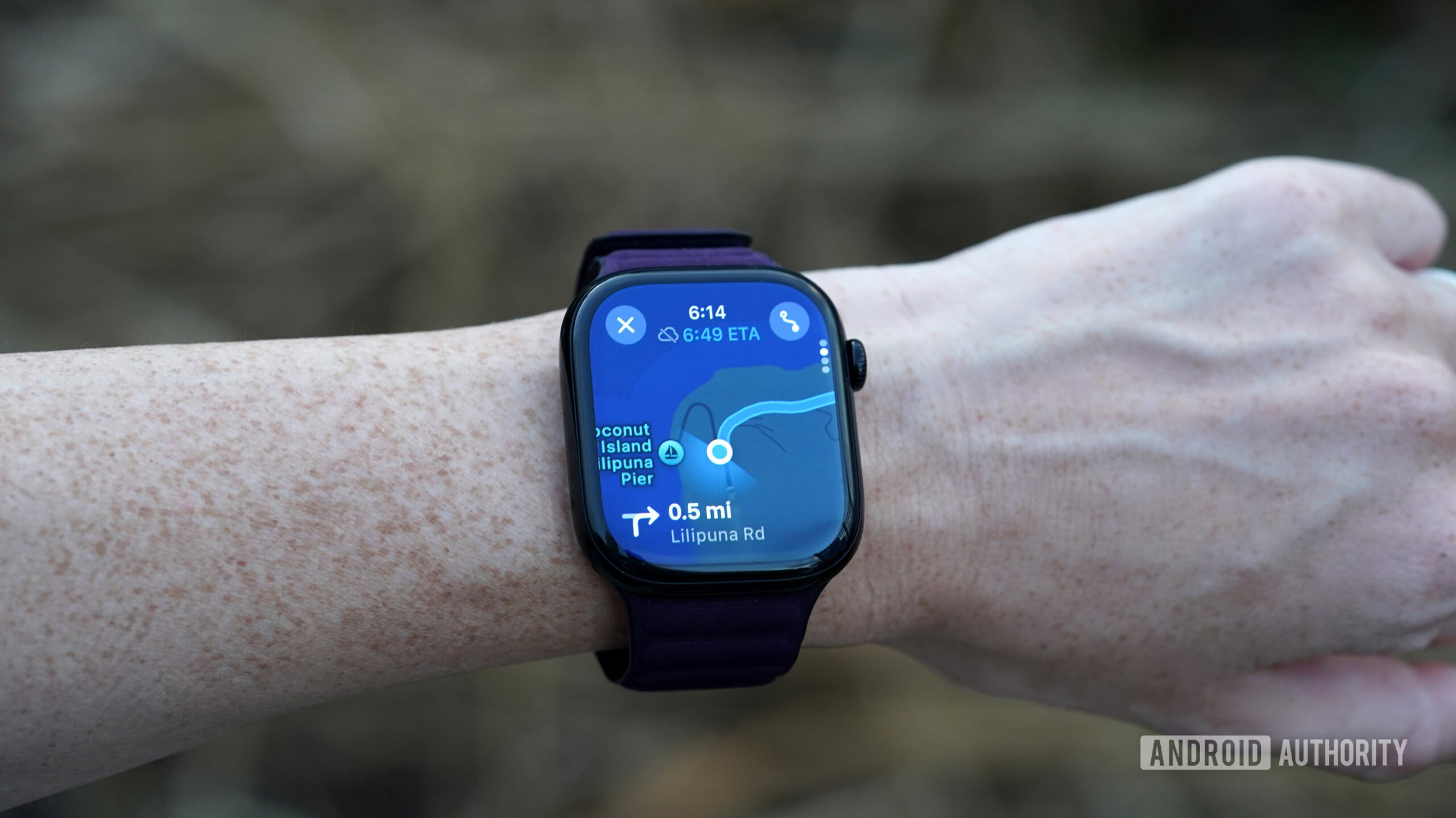 An Apple Watch Series 10 user leverages an offline map for route directions.