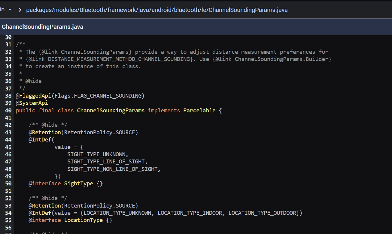 Bluetooth Channel Sounding framework APIs