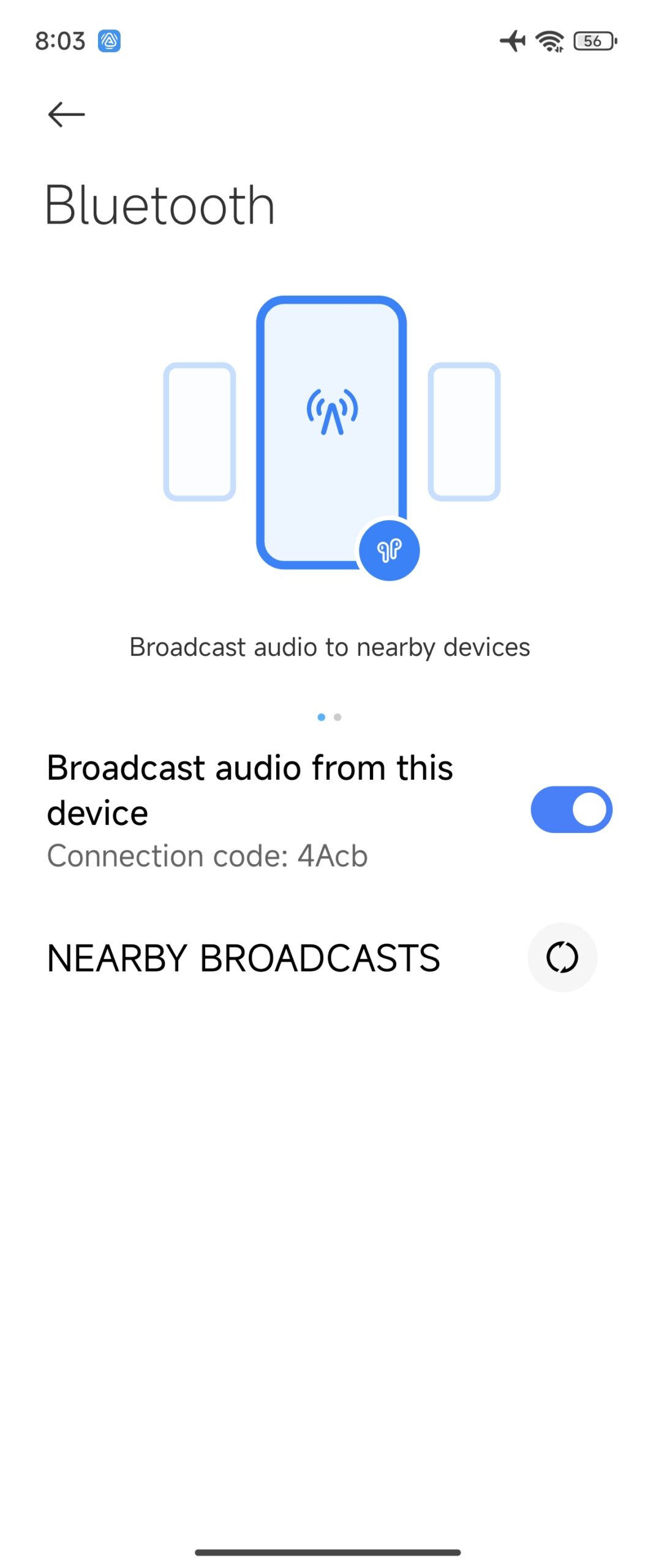 Broadcast audio settings menu Xiaomi MIX Flip