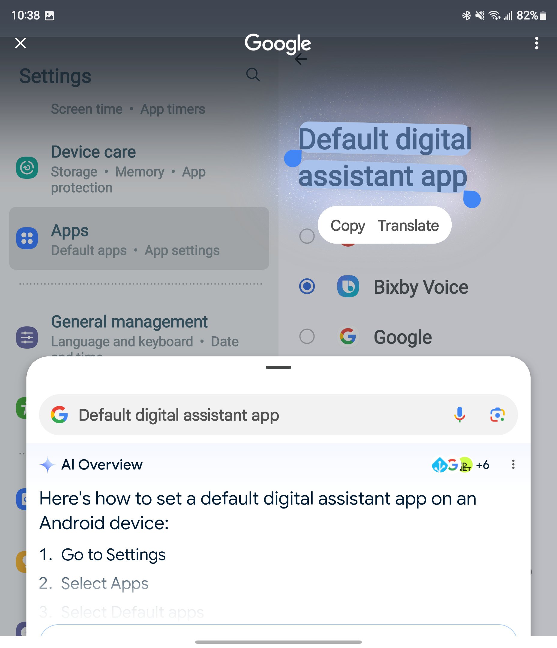 Circle to Search still working when Bixby is default assistant