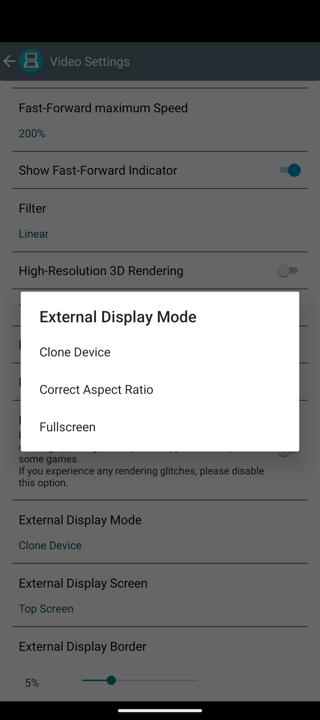 DraStic DS emulator external Display mode