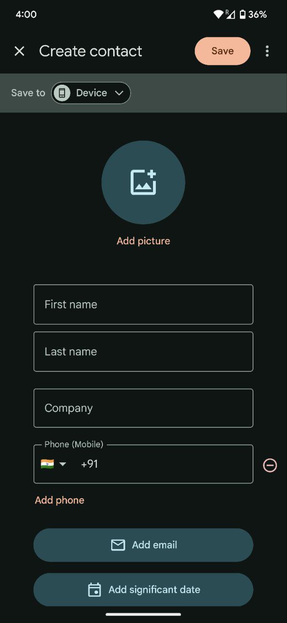 Google Contacts Create contact page redesign (3)