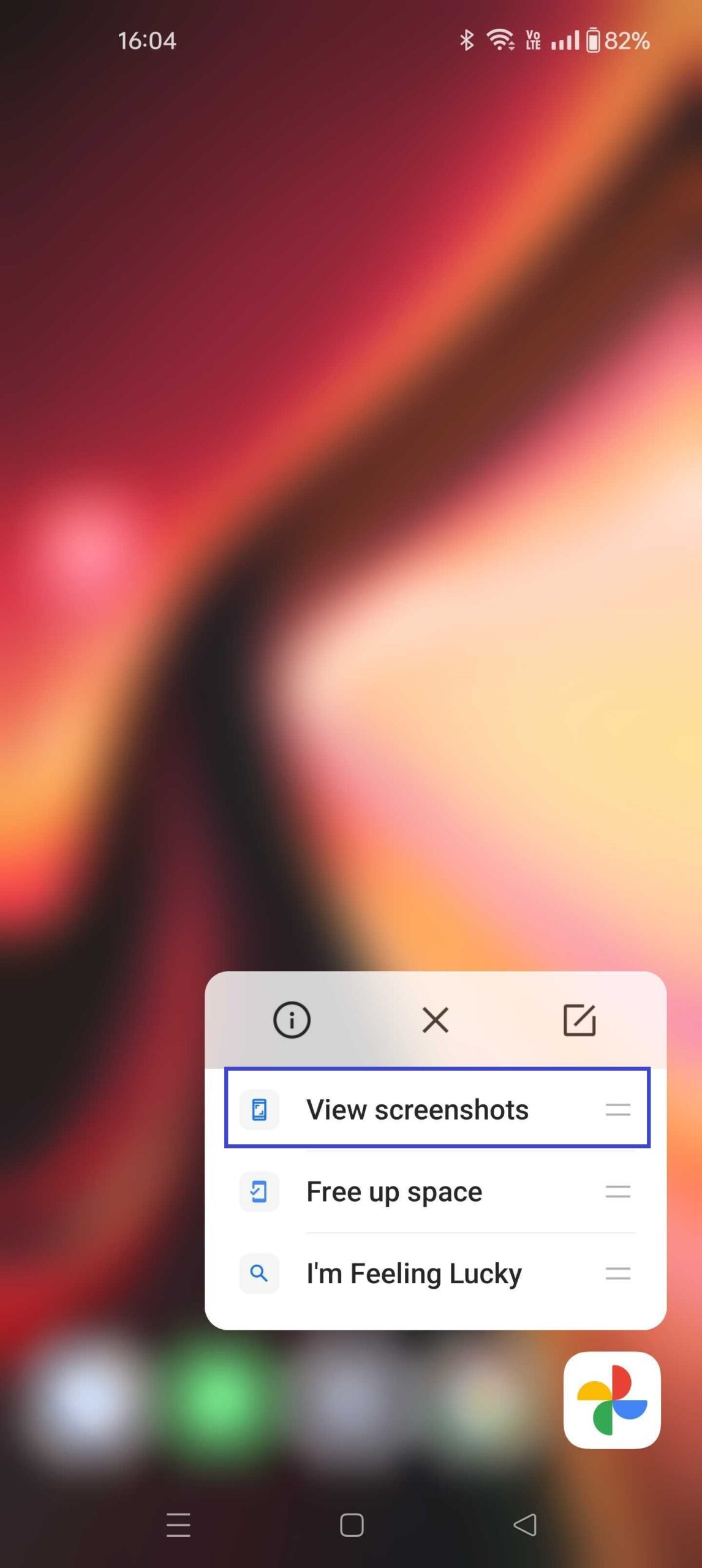 Google Photos Screenshots Shortcut 2