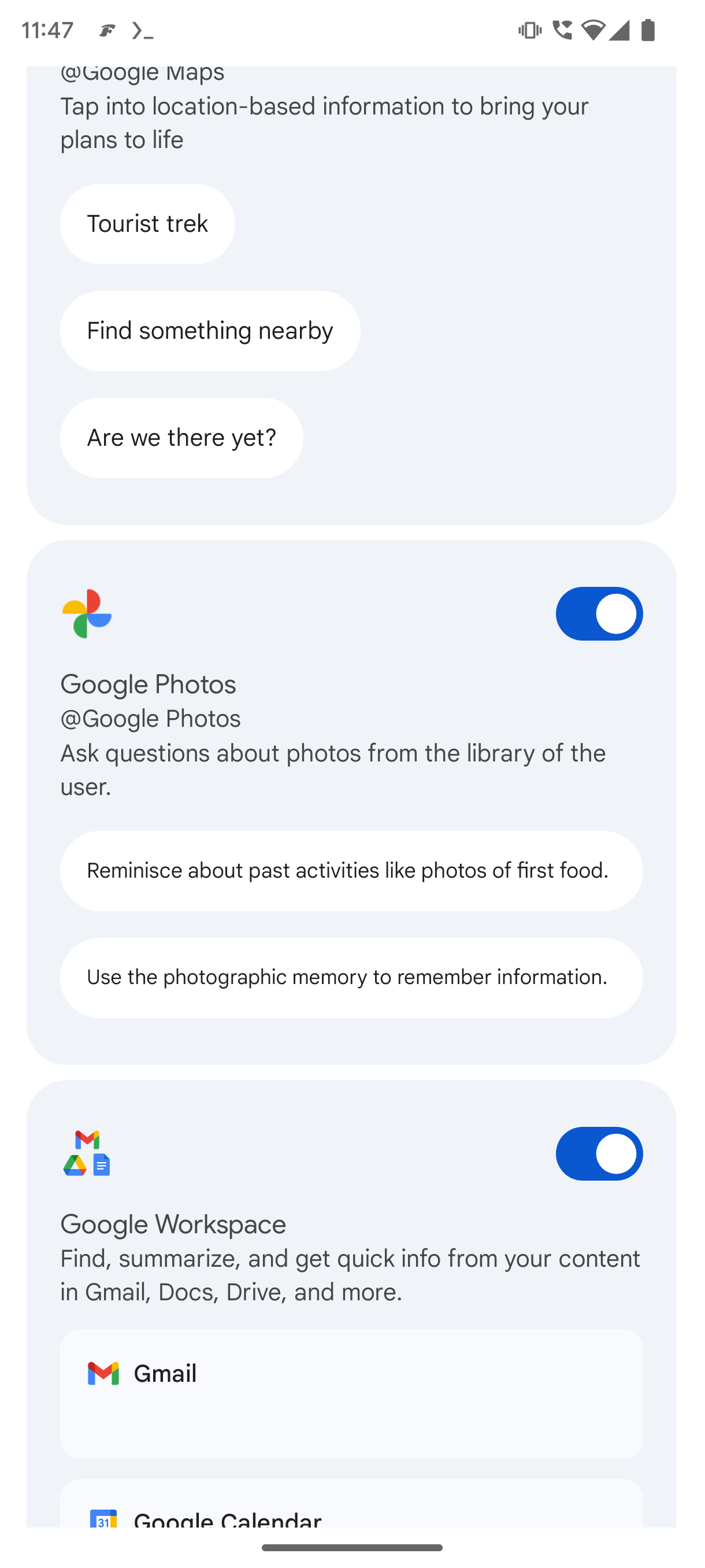 Google Photos extension in Gemini screenshot