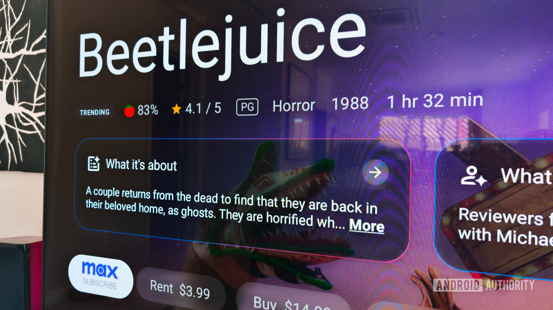 Google TV Streamer AI overview of Beetlejuice