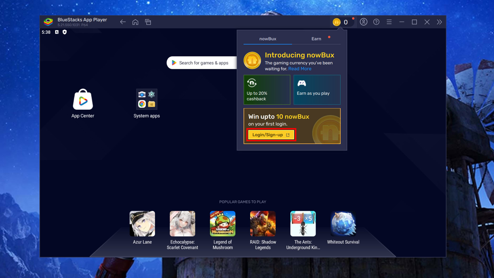 How to start earning nowbux on BlueStacks (2)