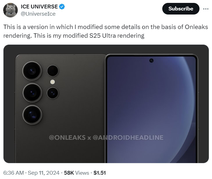 Ice Universe on Galaxy S25 Ultra leaks 1