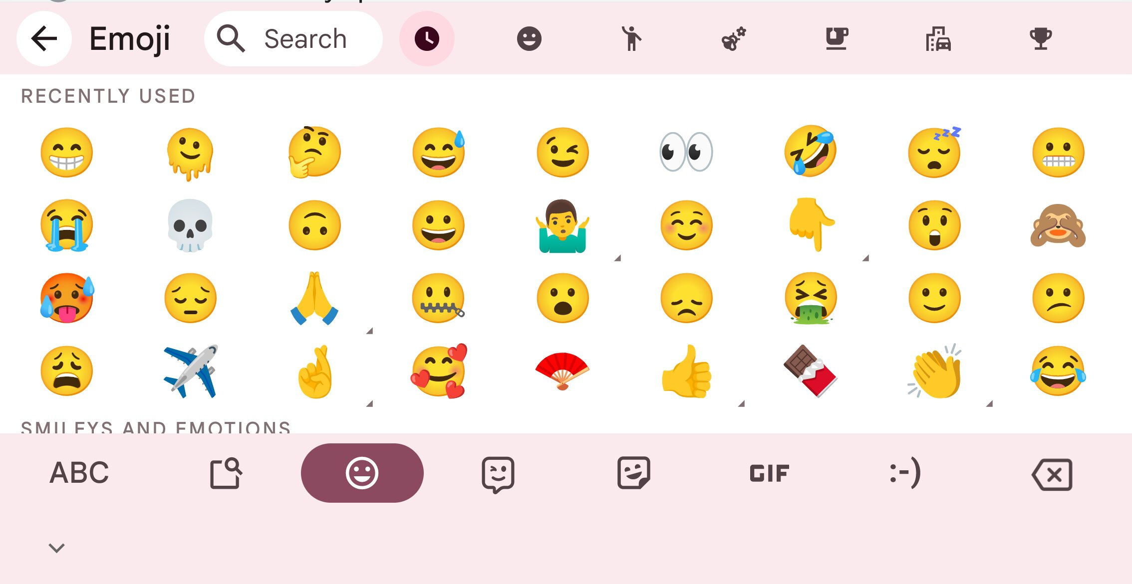 Old Gboard emoji picker UI for foldable