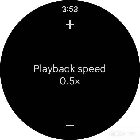 Screenshot of Pixel Watch 3's Recorder app playback speed setting.