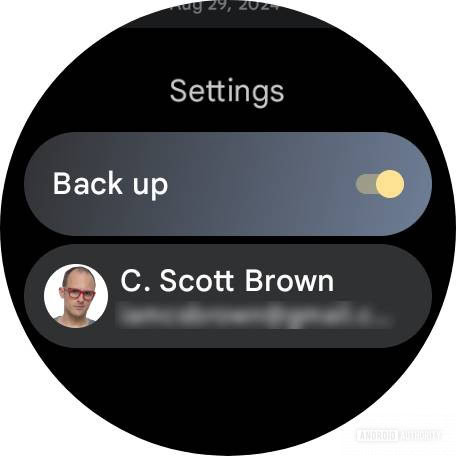 Screenshot of Back up button in Pixel Watch 3's Recorder app.