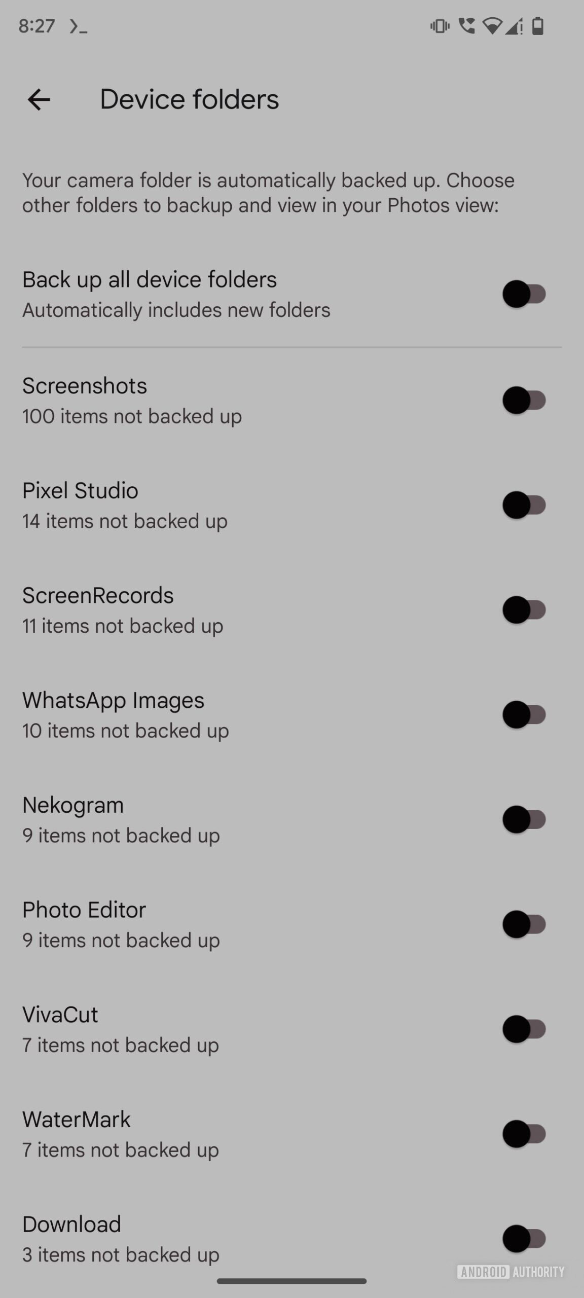 Google Photos - Items not backed up in device folders