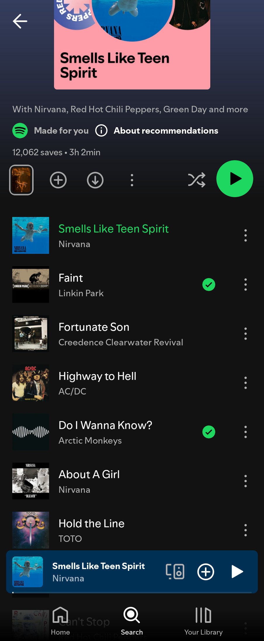 Spotify screenshot song radio feature