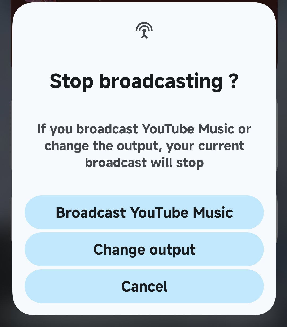 Stop broadcasting dialog