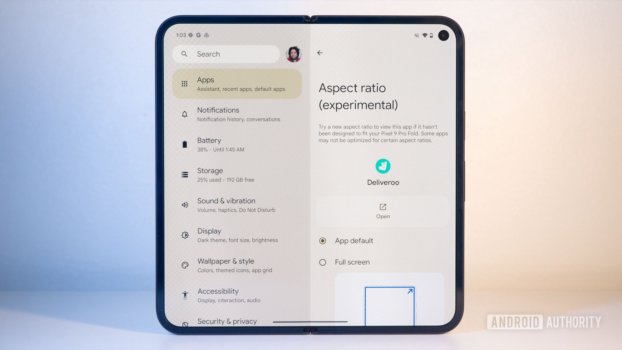 google pixel 9 pro fold unfolded display app aspect ratio 1