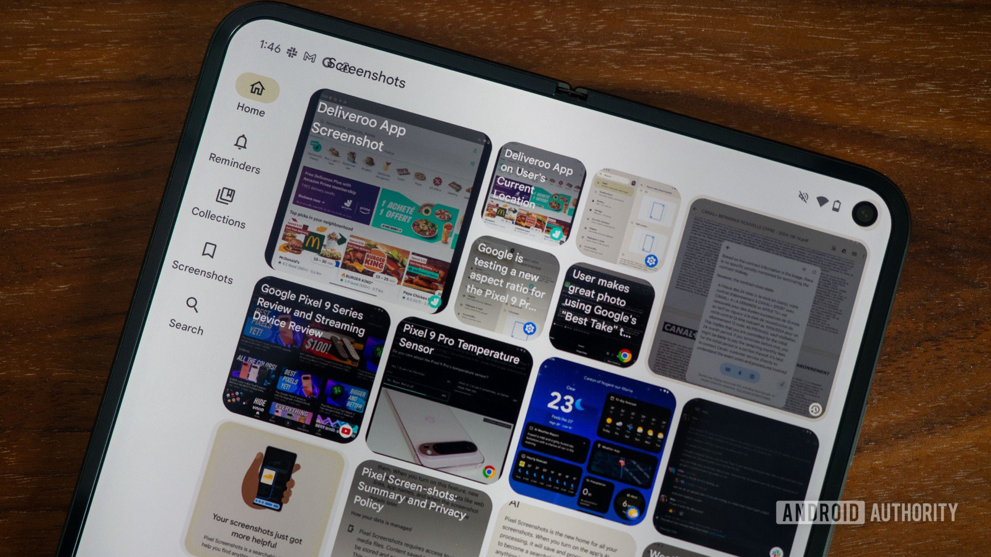 google pixel 9 pro fold unfolded display screenshots app