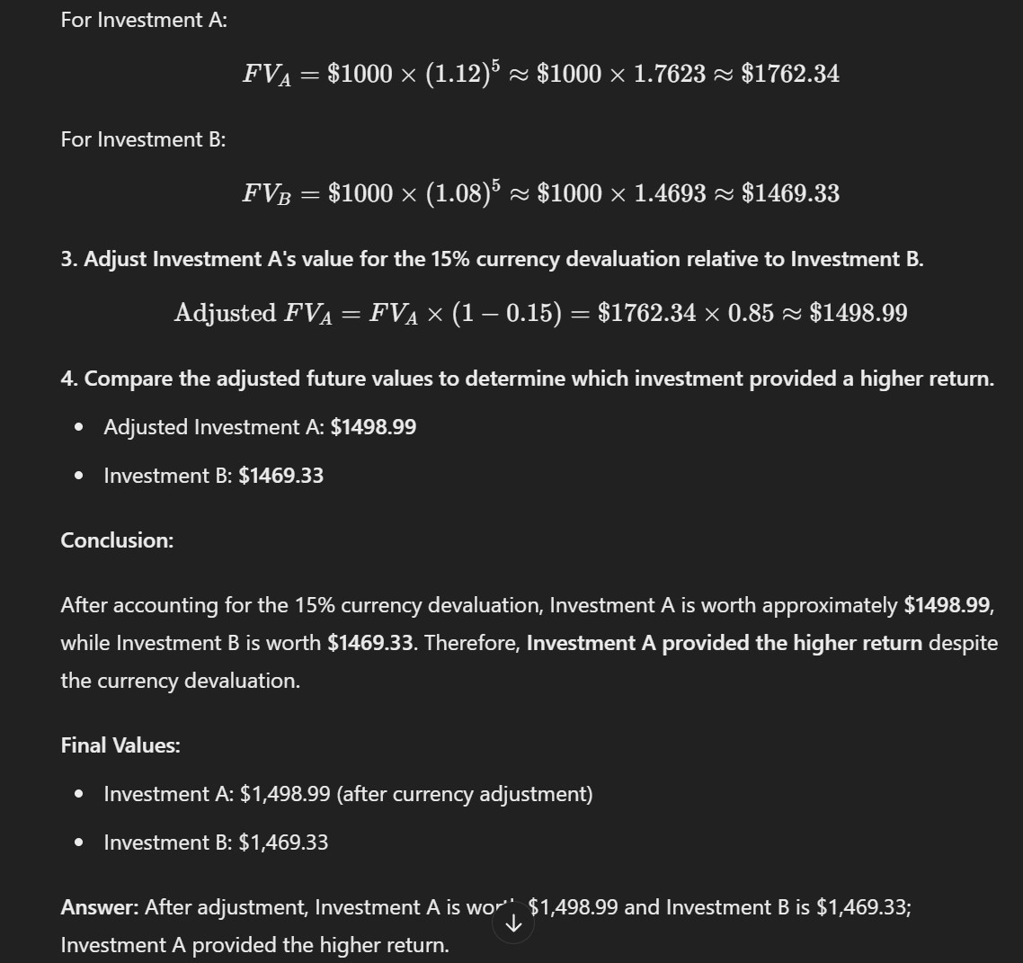 gpt o1 preview investment return prompt