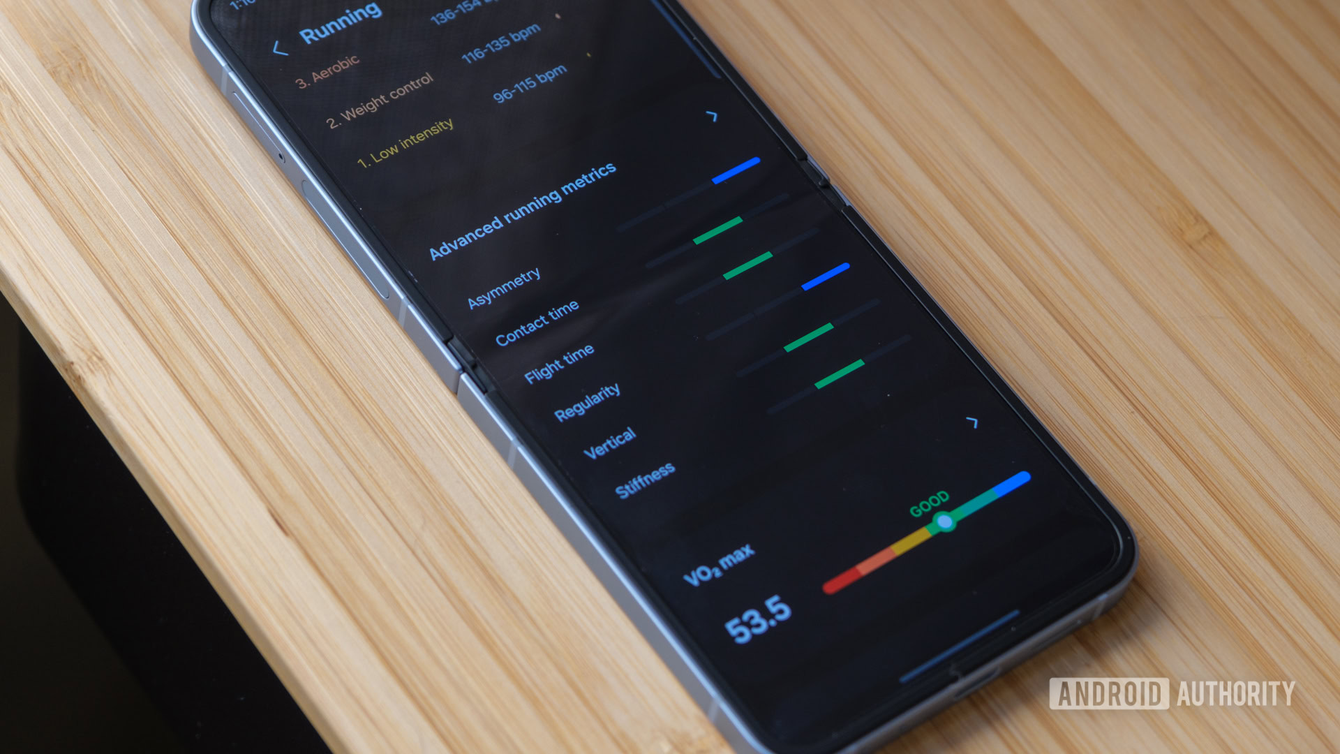 samsung advanced running metrics basic menu