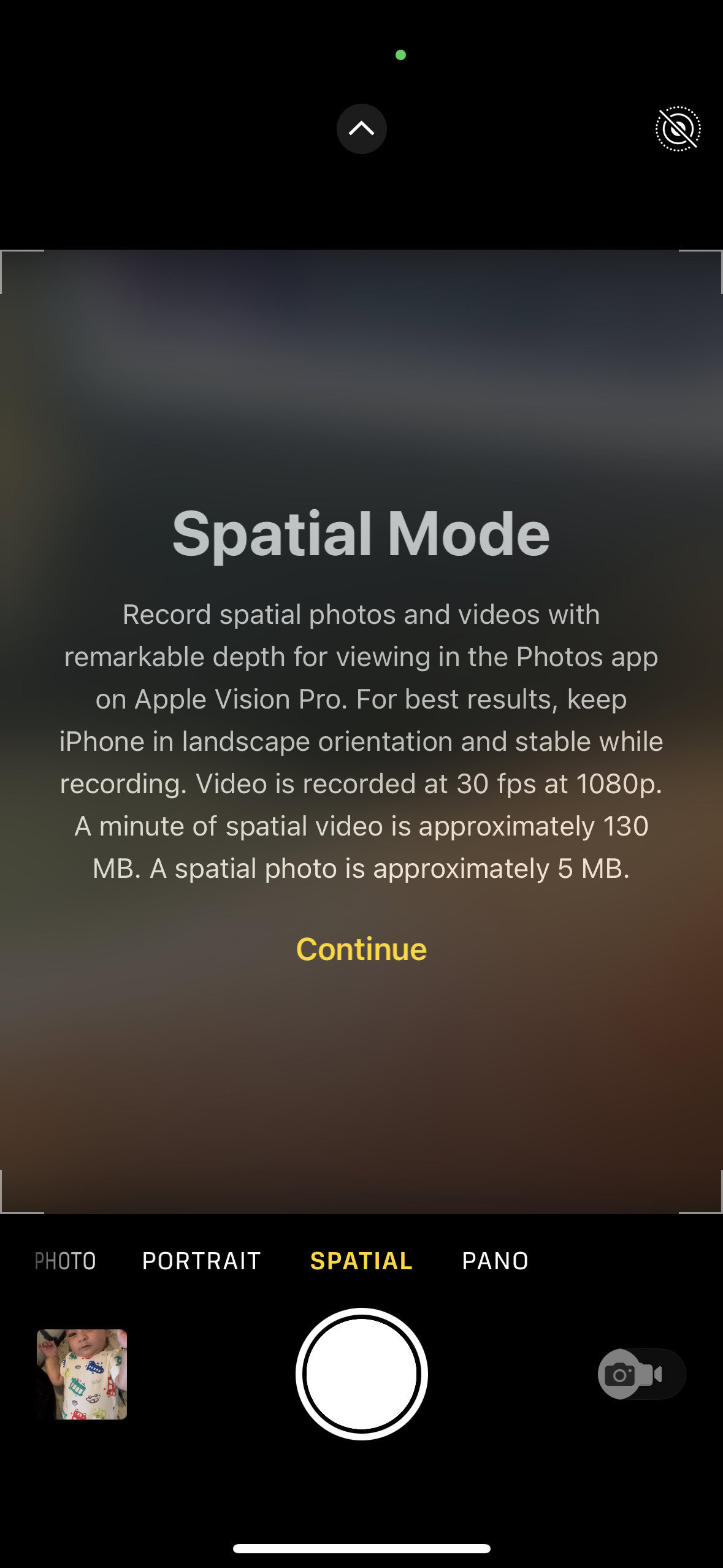 Spatial Mode splash screen on iOS 18.1 beta 4