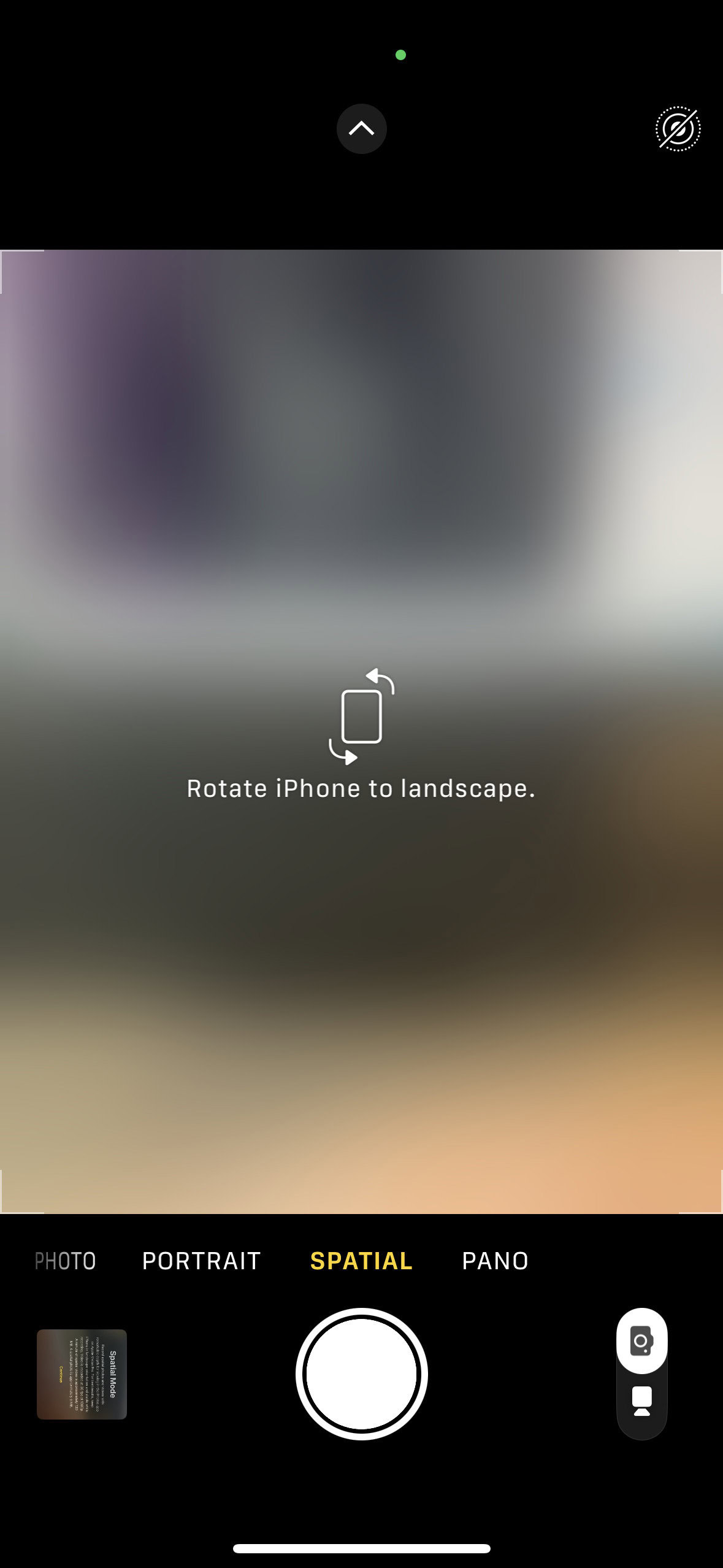 Spatial shooting mode requiring iPhone to be in landscape orientation