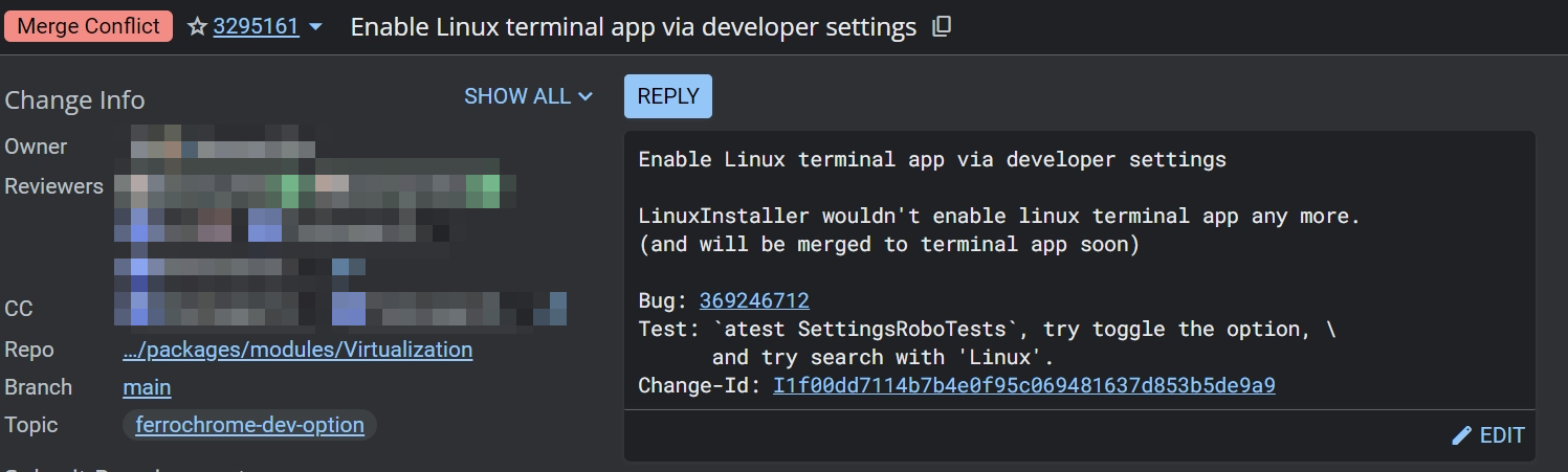 An AOSP patch to add the Terminal app to the app options