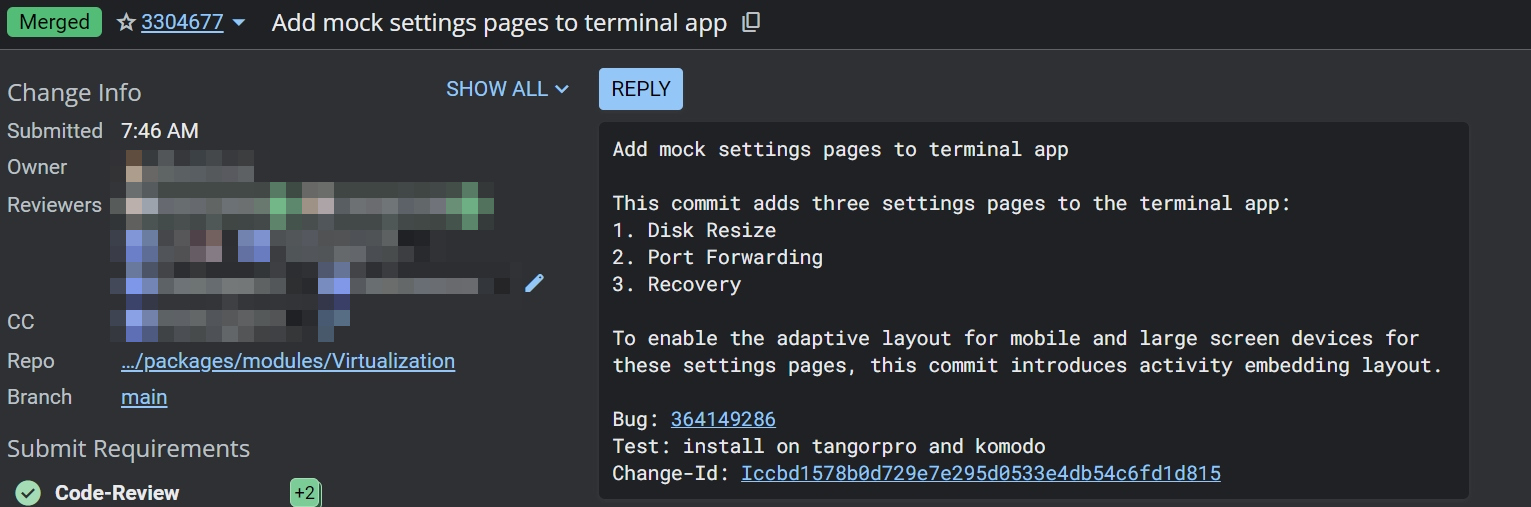 An AOSP patch to add updates to the Terminal app