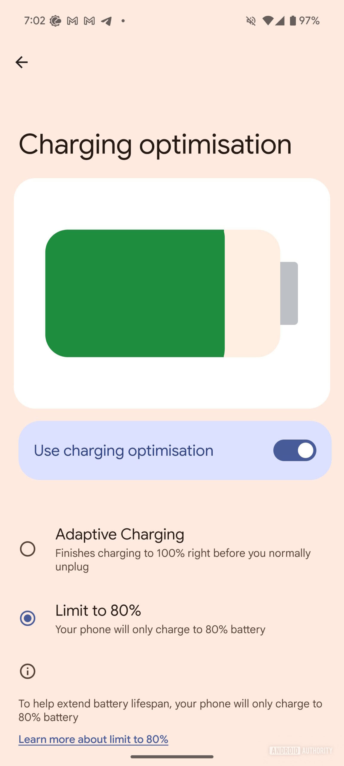 Android 15 QPR 1 Beta 2 80 percent charging limit for Pixels 2