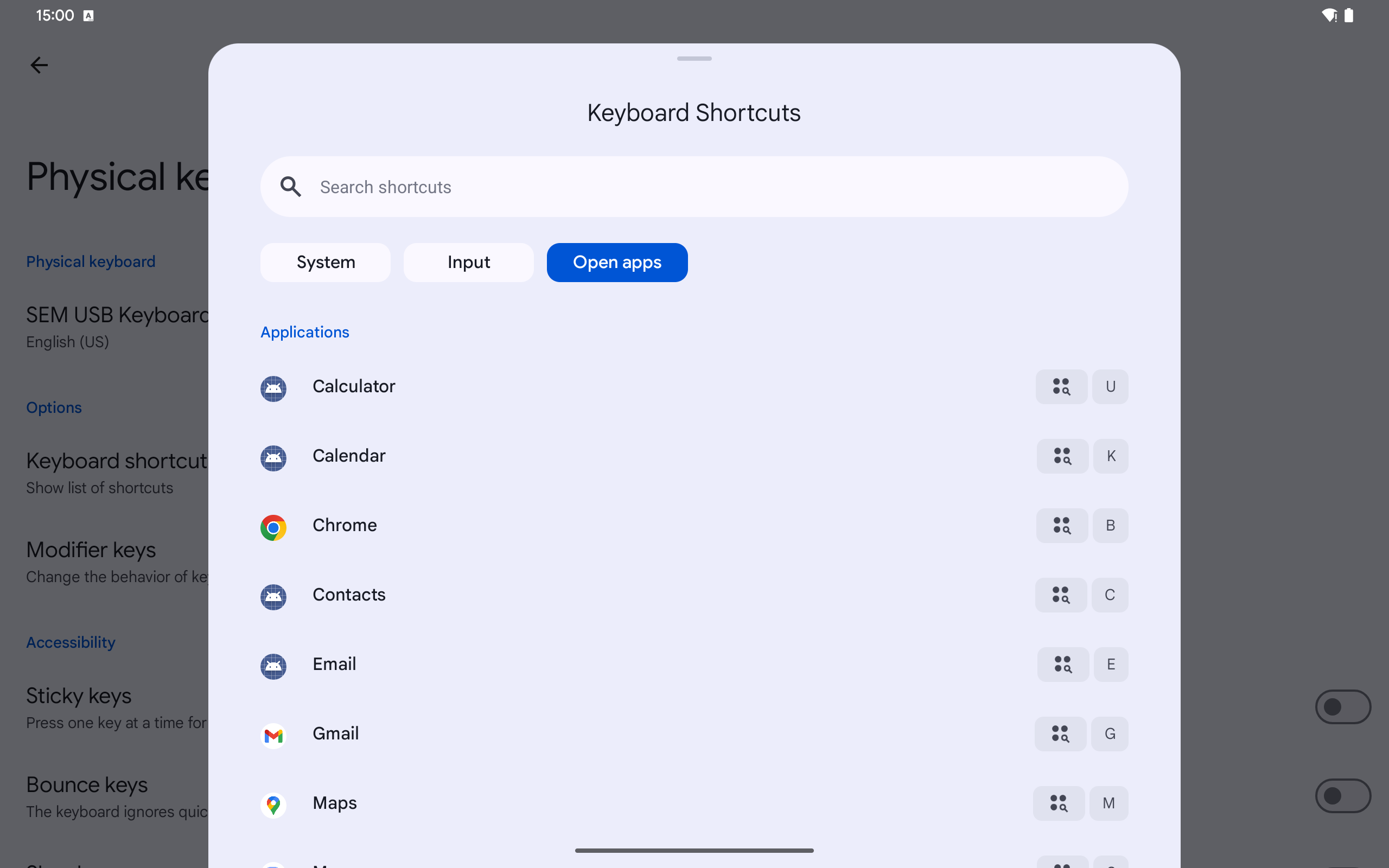 Android 15 old keyboard shortcut menu 3