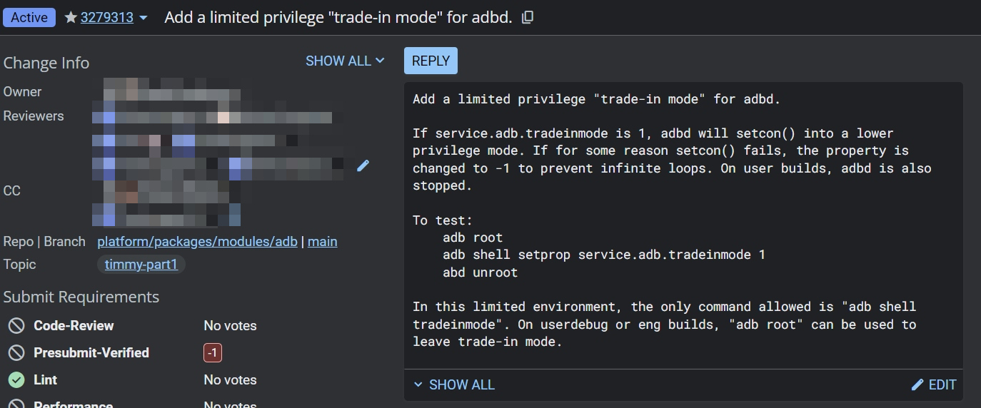 Android ADB trade in mode