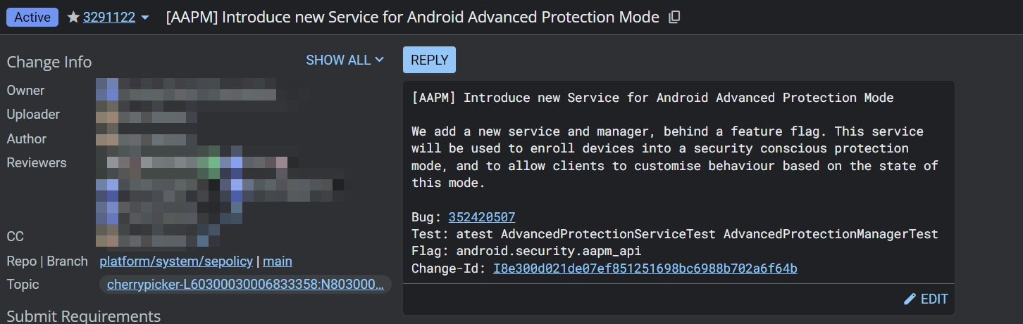 Parche del modo de protección avanzada de Android en AOSP