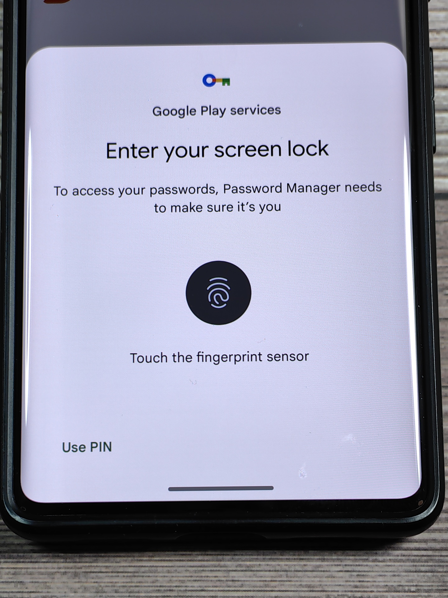 Google Password Manager invoking Biometric Prompt with LSKF fallback