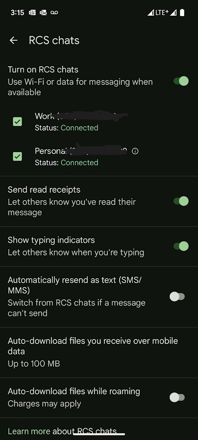 Dual SIM RCS on Google Messages beta