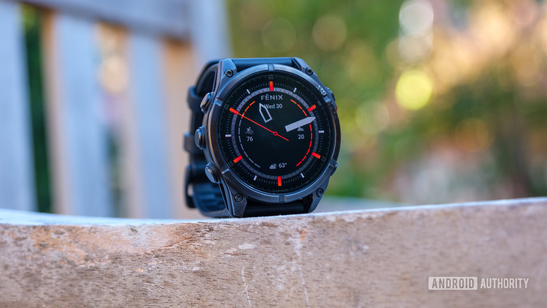 Garmin Fenix 8 AMOLED propped up