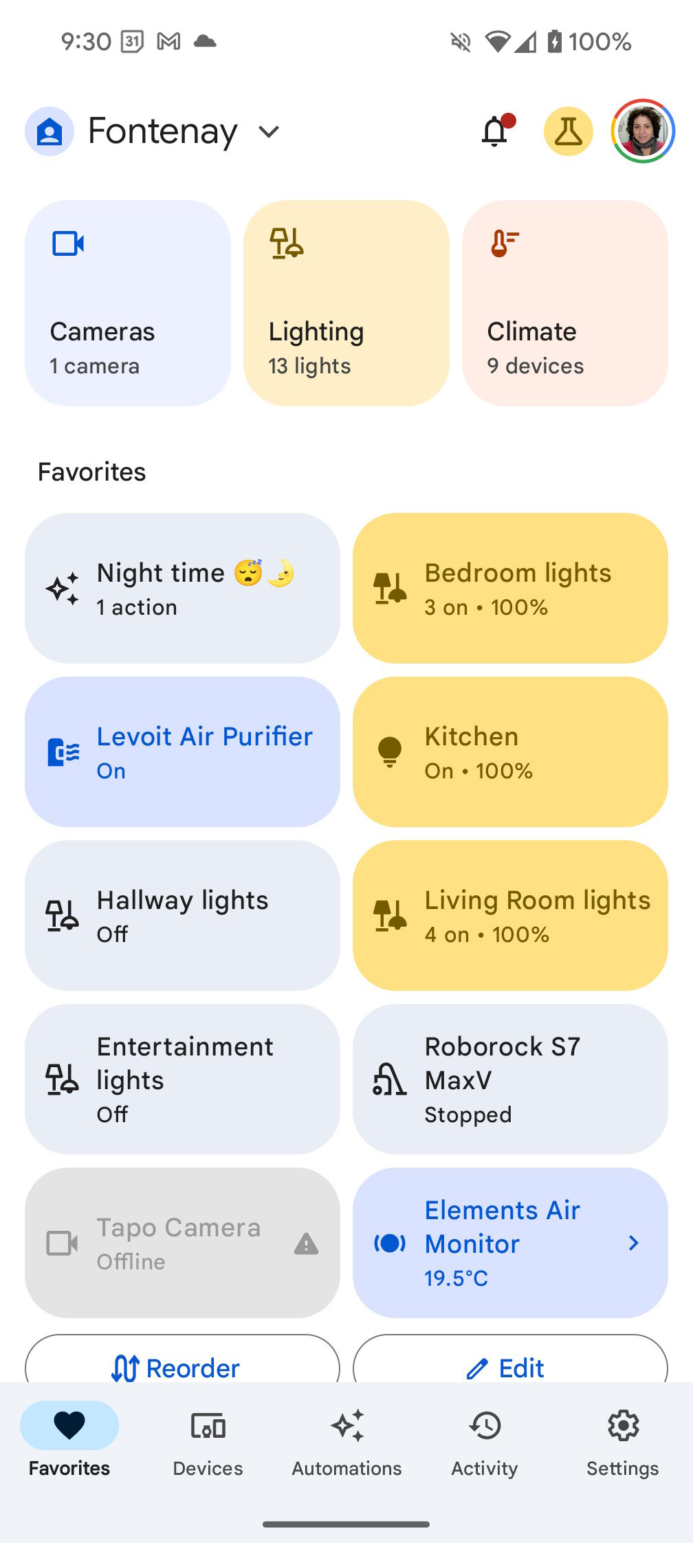 Google Home Favorites tab